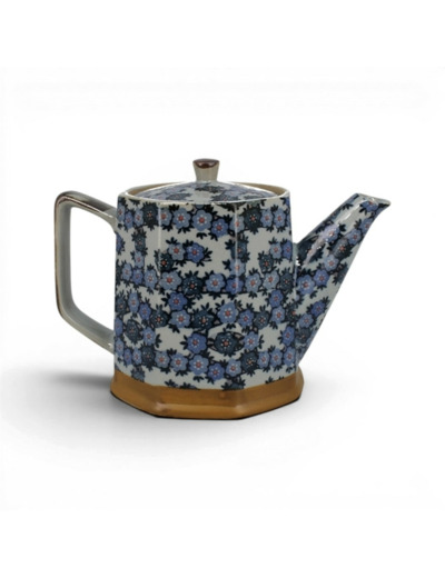 THÉIÈRE JAPONAISE HEXAGONALE CÉRAMIQUE - FLORAL BLEU