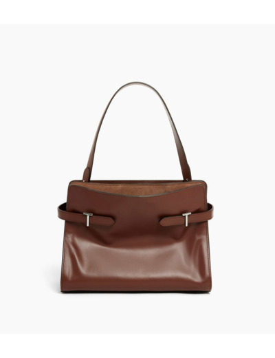 Sac porté épaule grand modèle Emie en cuir lisse et nubuck