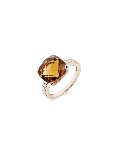 Bague Cesare Pompanon Poppy Blue en or rose, citrine et diamants