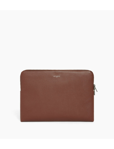 Pochette ordinateur 14" en cuir grainé