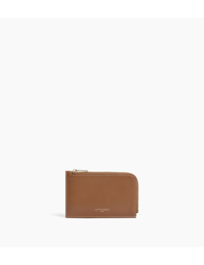 Porte cartes zippé Albertine en cuir lisse