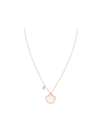 Collier Cesare Pompanon Fiore di Mamma en or rose, nacre blanche et diamants blancs