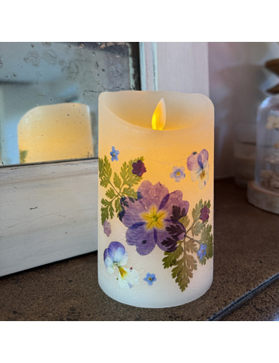 Bougie Led en cire Fleurs Séchées