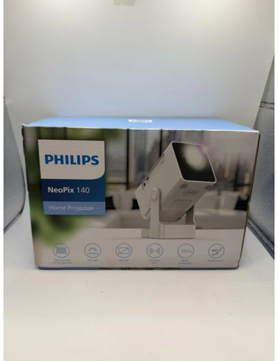 Philips, Neopix 140, Vidéoprojecteur Home cinéma, Résolution 1280x720p, Rotatif à 180 degrés, Mode Miroir, Wi-FI 6, Son Stéréo 2x3 Watts, Blanc