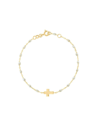 Bracelet Gigi Clozeau Croix en or jaune et résine opale, taille 17cm