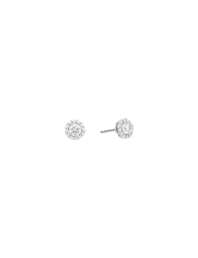 Boucles d'oreilles Recarlo Anniversary Halo en or blanc et diamants naturels 0.41 ct