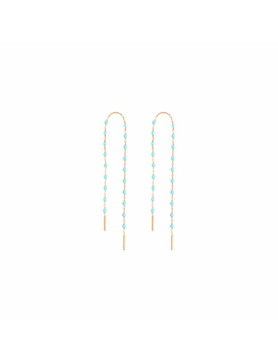 Boucles d'oreilles Gigi Clozeau Mini en or rose et résine turquoise-vert