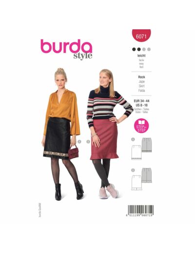 Burda Style – Patron Femme Jupe Forme Droite n°6071 du 34 au 44