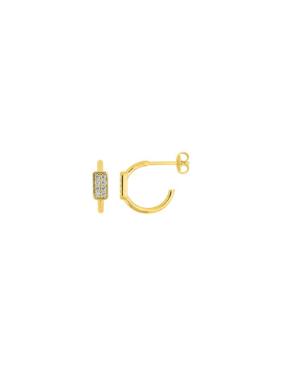 Boucles d'oreilles créoles Murat Les Pavés en argent doré à l'or et oxyde de zirconium