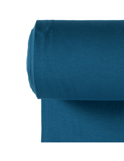 Sélection Coup de Coudre - Tissu Jersey Bord-Cotes Uni Couleur Bleu Paon