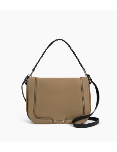 Grand sac bandoulière Ella en cuir lisse et nubuck