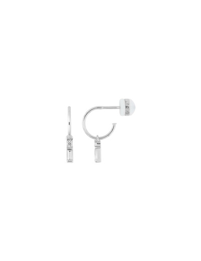 Boucles d'oreilles pendantes Murat Façades en argent rhodié et oxyde de zirconium