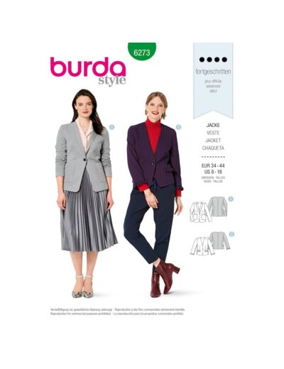 Burda Style – Patron Femme Blazer en Jersey n°6273 du 34 au 44