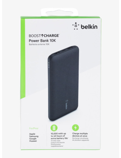 Batterie Externe 15W 10 000mAh 2 Ports USB + 1 USBC 15W BOOST CHARGE Belkin Noir