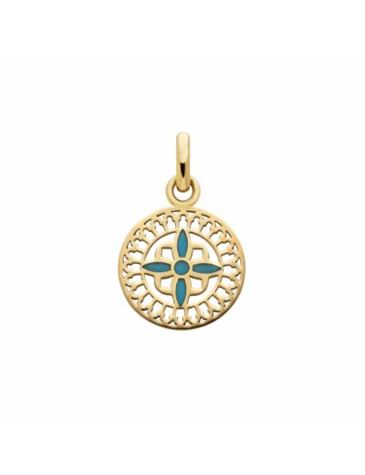 Médaille Arthus Bertrand Mont Saint Michel croix 12 mm émail bleu translucide or jaune
