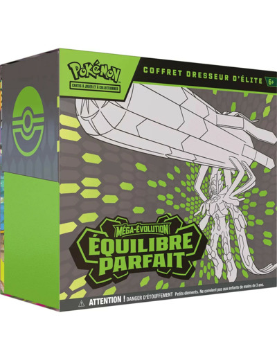 Coffret Dresseur d’élite Pokémon ETB Méga-Évolution Équilibre Parfait (1 Carte Promo entièrement illustrée, 9 boosters et des Accessoires de Jeu Premium) du JCC Pokémon