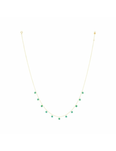 Collier La Brune & La Blonde Polka en or jaune et onyx vert, 42cm