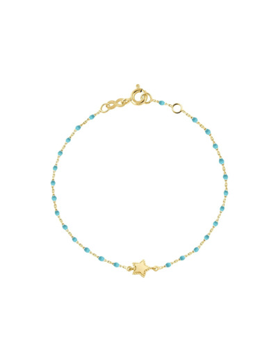 Bracelet Gigi Clozeau Etoile en or jaune et résine turquoise bleu, taille 17cm