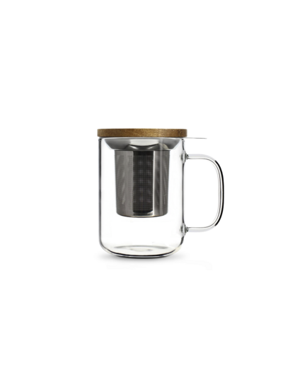 OGO Tisanière 45Cl en verre avec couvercle acacia, filtre inox