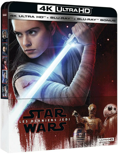 Blu-Ray Star Wars : Les Derniers Jedi - Steelbook UHD 4K + Blu - ray 2D + Blu - ray Bonus
