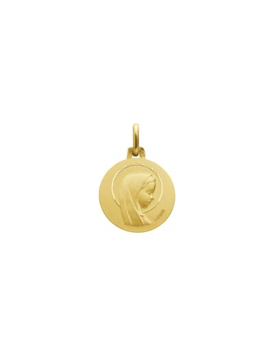 Médaille Augis Vierge auréolée ronde facetée en or jaune, 16mm