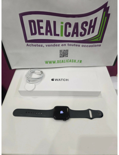 Apple Watch SE (GPS) - 2e génération - 44 mm - A2723 aluminium minuit - montre intelligente avec bracelet sport - fluoroélastomère - minuit - taille du bracelet : M/L - 32 Go - Wi - Fi, Bluetooth - 32.9..