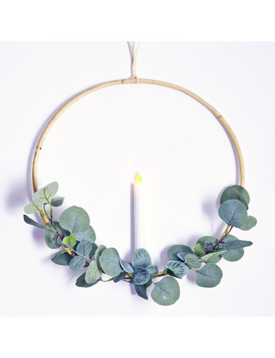 Cercle végétal Eucalyptus et Bougie Led ø 40cm