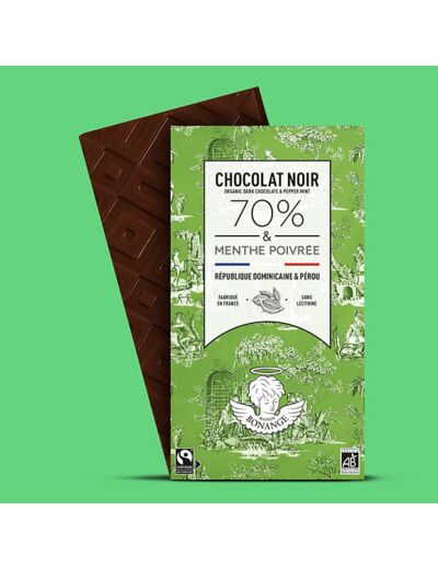 Noir 70% Bio & Menthe Poivrée 80g