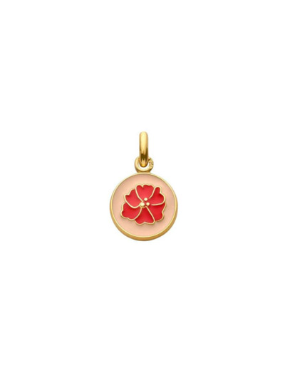 Médaille Arthus Bertrand Ma Mini Médaille Coquelicot en or jaune, 10 mm - Rose poudré