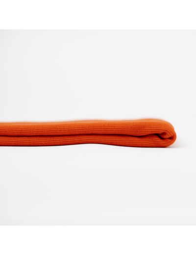 See You at Six - Tissu Jersey Bord-Cotes Uni Couleur Rouge Flamme
