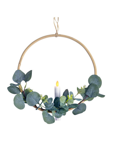 Cercle végétal Eucalyptus et Bougie Led ø 30cm