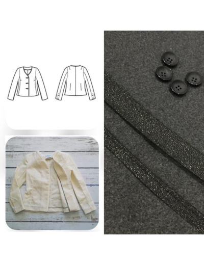 Christine Charles – Kit Couture Veste Armélia Couleur Gris et Noir