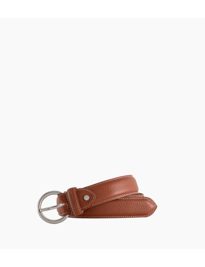 Ceinture femme avec boucle ronde en cuir grainé