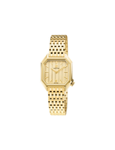 Montre March LA.B Milady Mansart Electrique 28 mm - Chevrons Or - Acier Poli Brossé 9 Maillons Doré